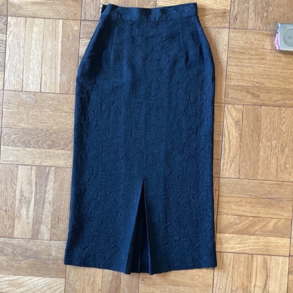 80s midi skirt made in France, dark black, Ann Taylor, labeled 4 but fits like 0 - Picture 3 of 14